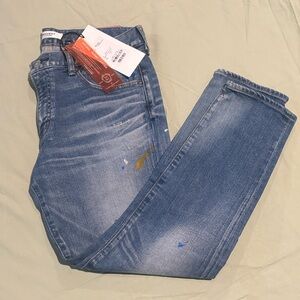 Moussy MV Dixie Skinny Blue Denim Jeans with Paint Splatter